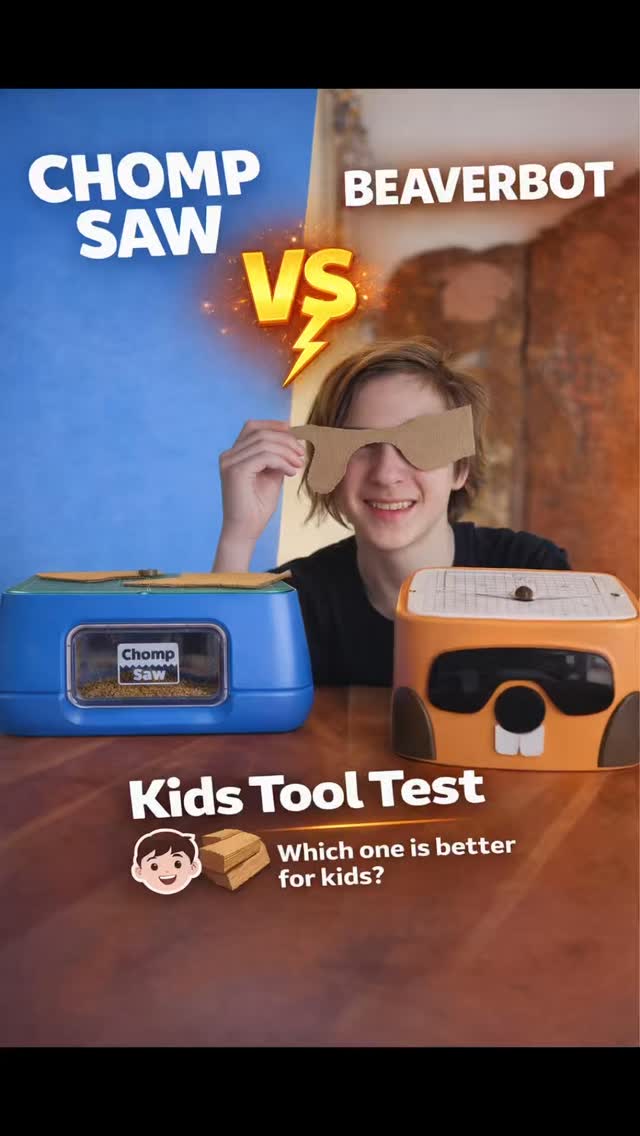 Testing tools with my kid = best quality time 💛 ChompSaw vs Beaverbot 🪚 ...