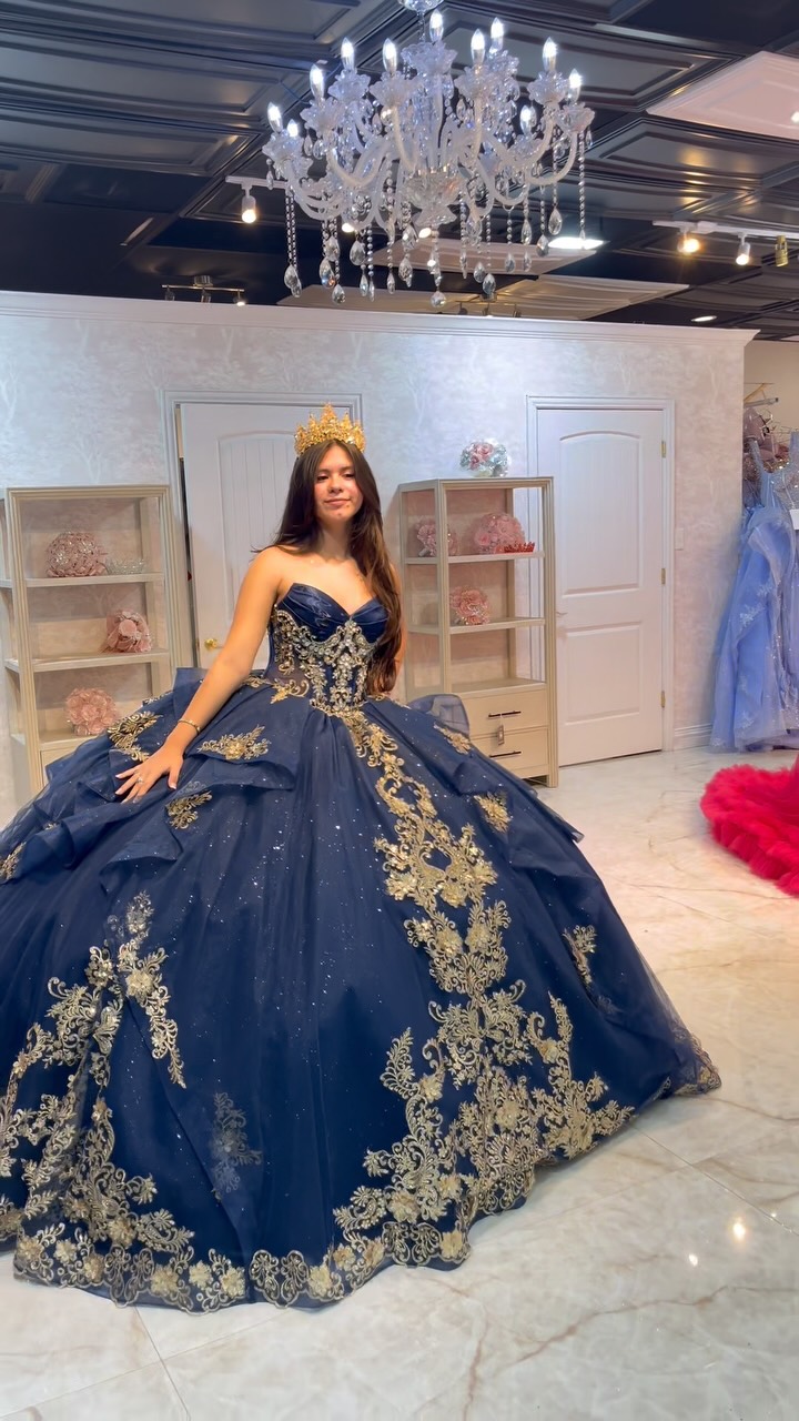 navy blue quince dress XV beauty from AmaBella Quinceañera collection available at Berenice’s Quinceañera Boutique 👸🏻💙✨ , Can be ordered in mauve and navy blue , 509 S Main St McAllen Tx 78501📍956-686-0001, an majestic quinceanera dress knit bodice Out From Under Driftless Color:As_Pictures