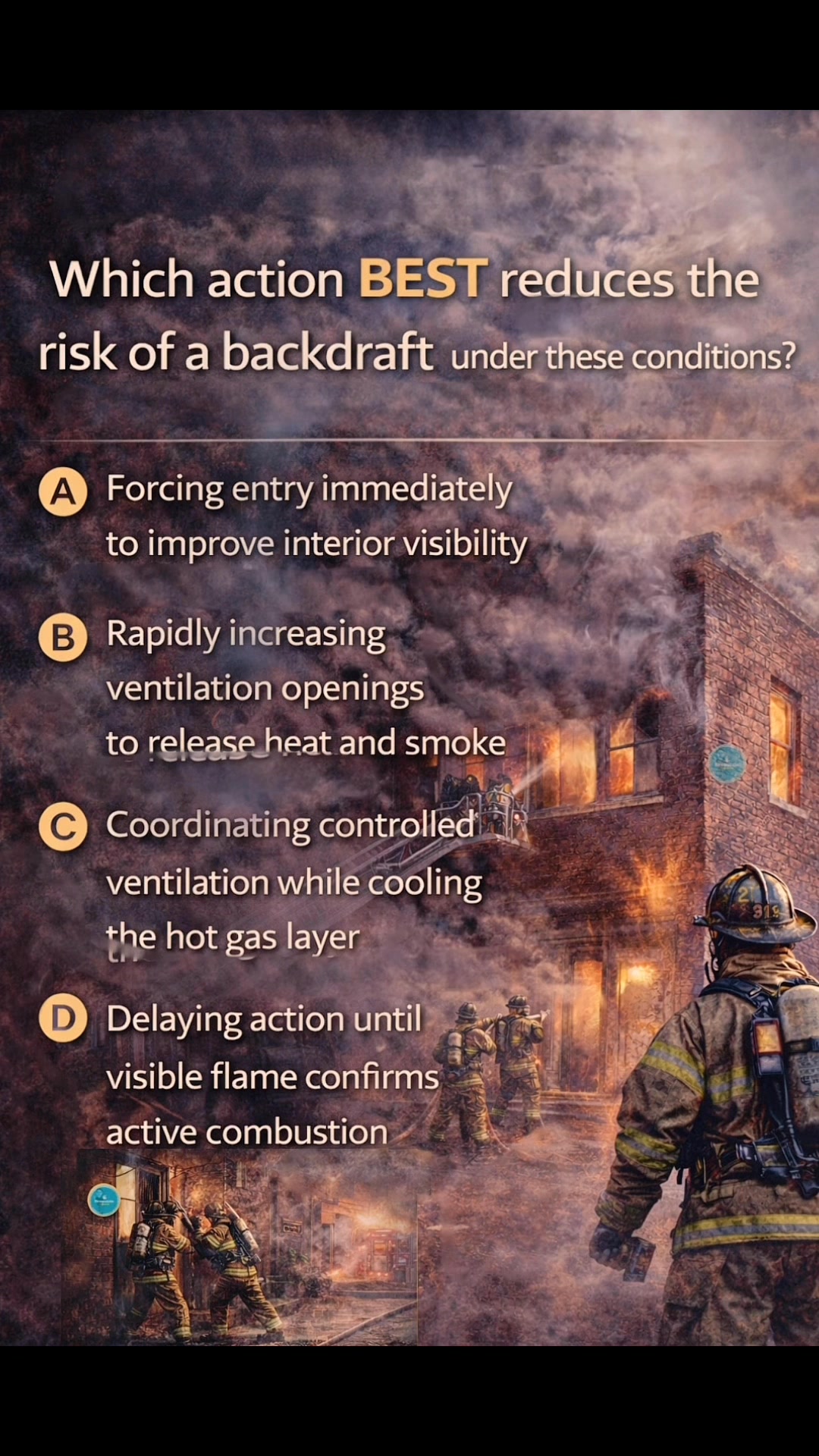 A structure fire shows heavy, black, pressurized smoke, little to no ...
