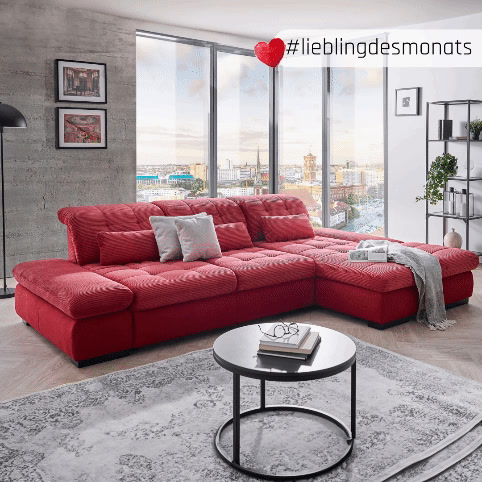 Das ist unser Liebling des Monats März: Das Sofa „Santa Cruz!“ 💖 , Auf der Suche nach einem Statement-Stück für dein Zuhause? Voilà! 💥 Dieses knallrote Ecksofa ist genau das, was du brauchst. Perfekt