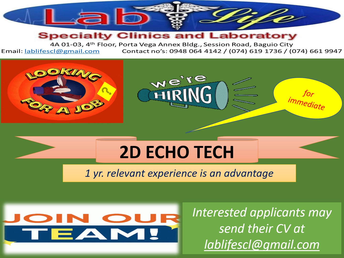 Hurry!!! Be A Part of Our Growing Team!!!🥰 | LabLife Specialty Clinics ...