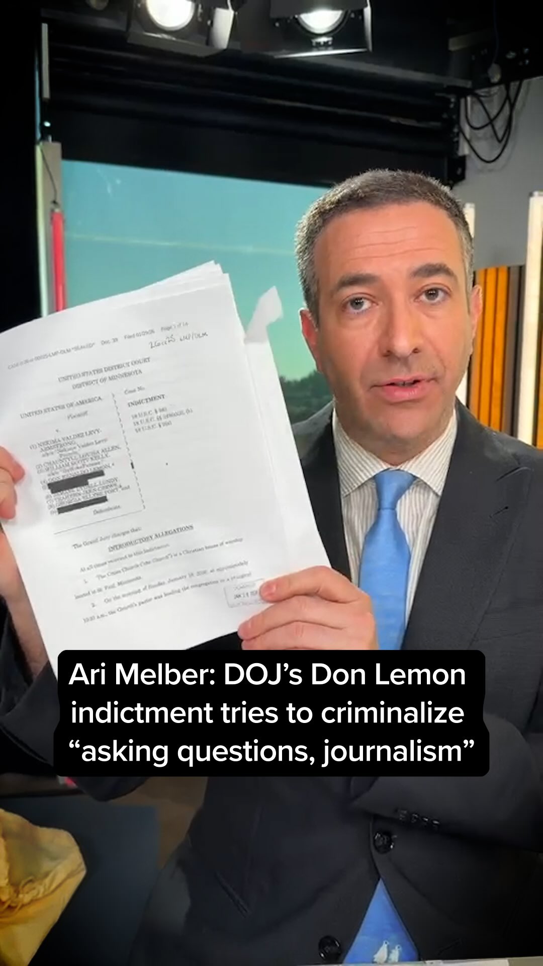 The Don Lemon indictment was obtained by MS NOW. @ Ari Melber delivers ...