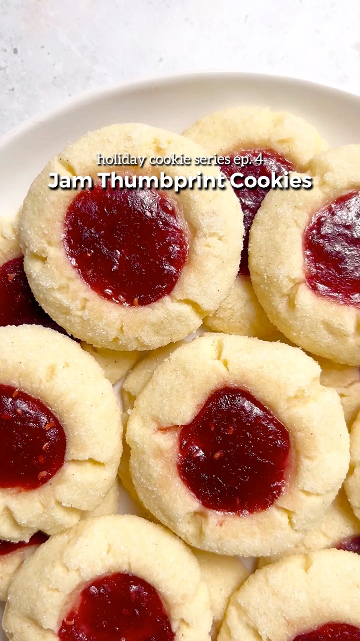 These Raspberry Jam Thumbprint Cookies are soft buttery shortbread ...