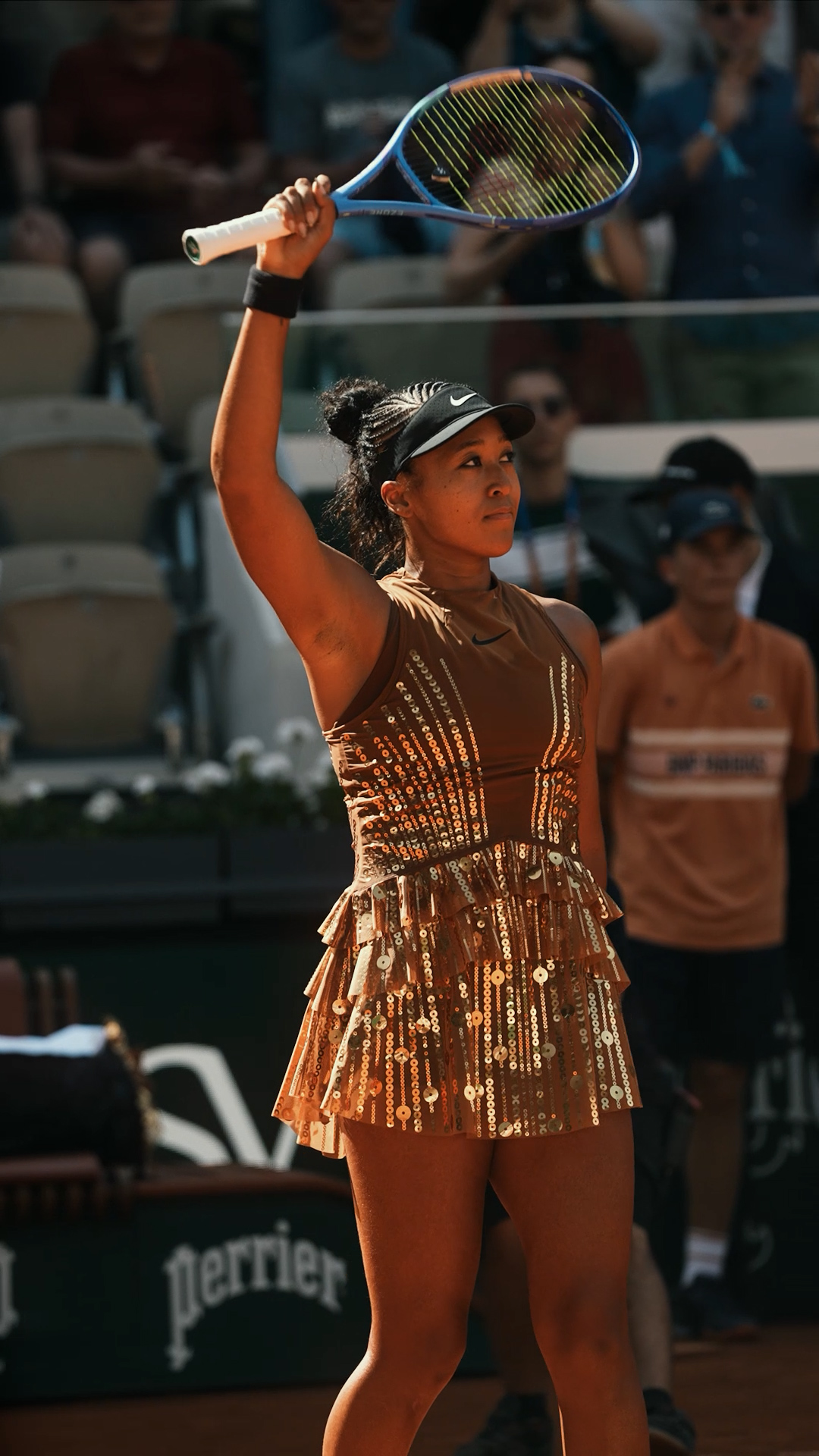 golden live dress Naomi Osaka Dazzles in Outfit at Roland-Garros filter-dial-color-White