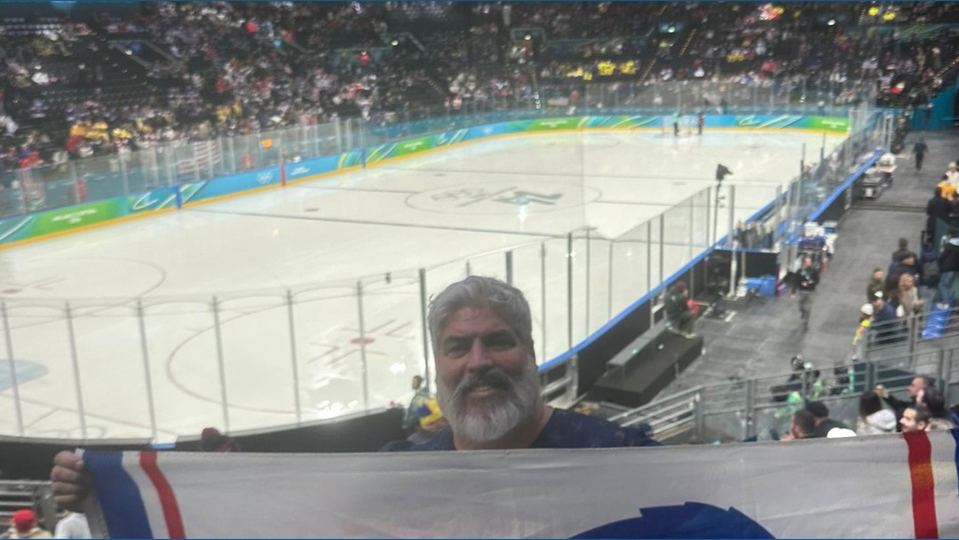 Buffalo Restaurateur Mike Shatzel brought his Bills flag along to cheer ...