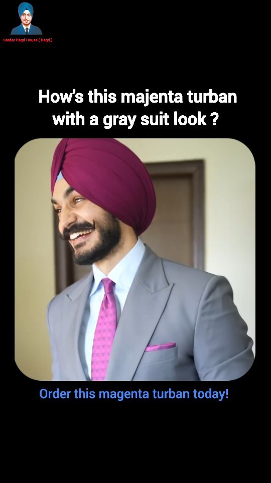 formal dress for sardar DM us to order this stunning magenta pagg! 👑 Perfect making a bold statement with any outfit. Elevate your style and stand out in any crowd., Order yours now and make it part of your collection!, Diamante