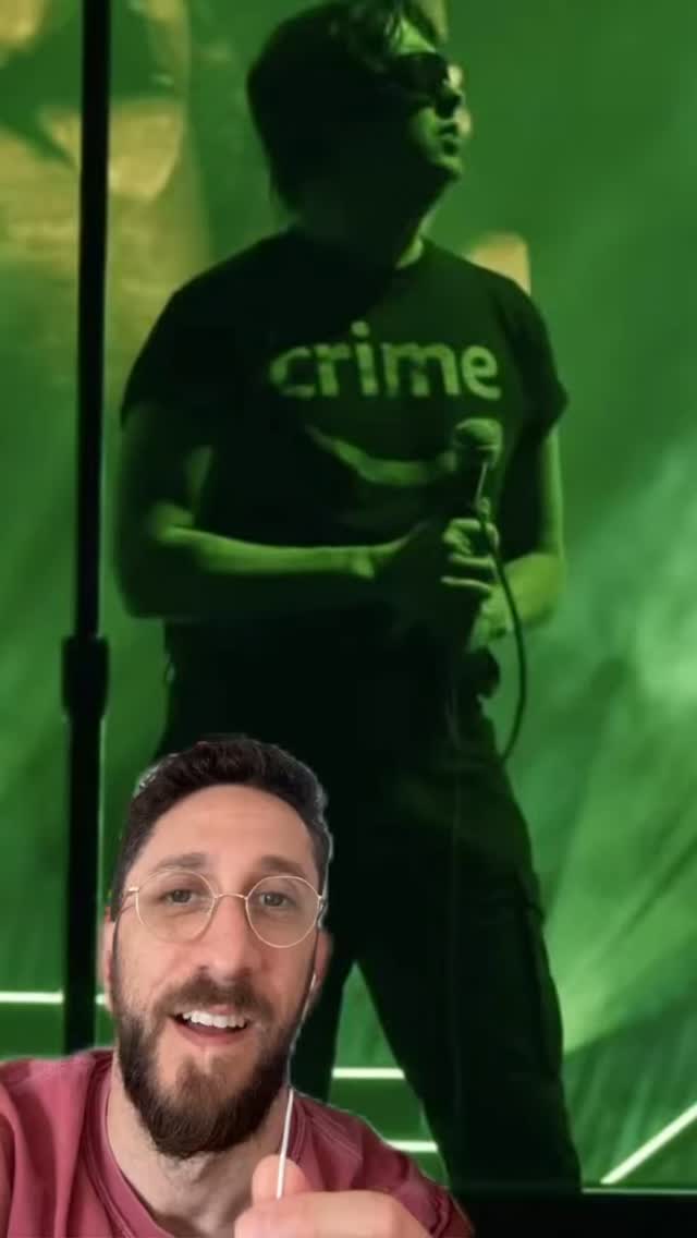 Julian Casablancas of The Strokes wore a “crime” t-shirt