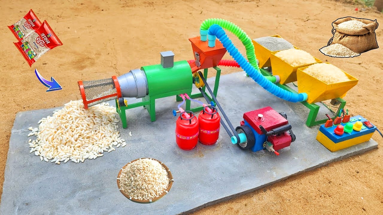 DIY Mini Rice Murmura/Muri Making Machine | Puffed Rice Making Process ...