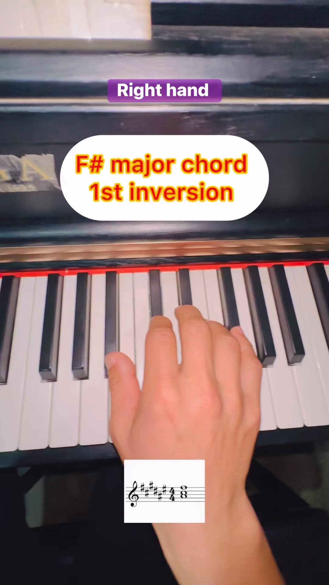 F major chord. Left hand, (1st inversion) #pianochords #piano # ...