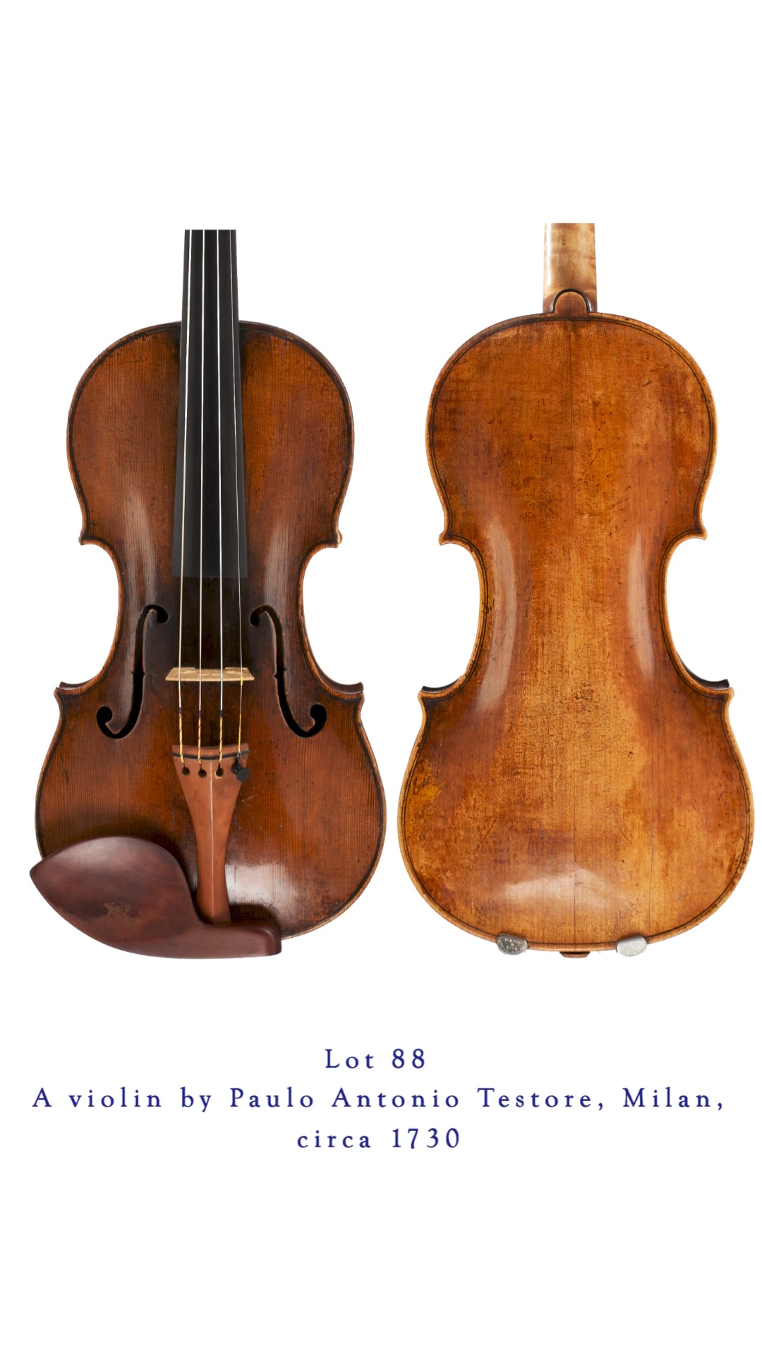 Lot 88: A violin by Paolo Antonio Testore, Milan, circa 1730 