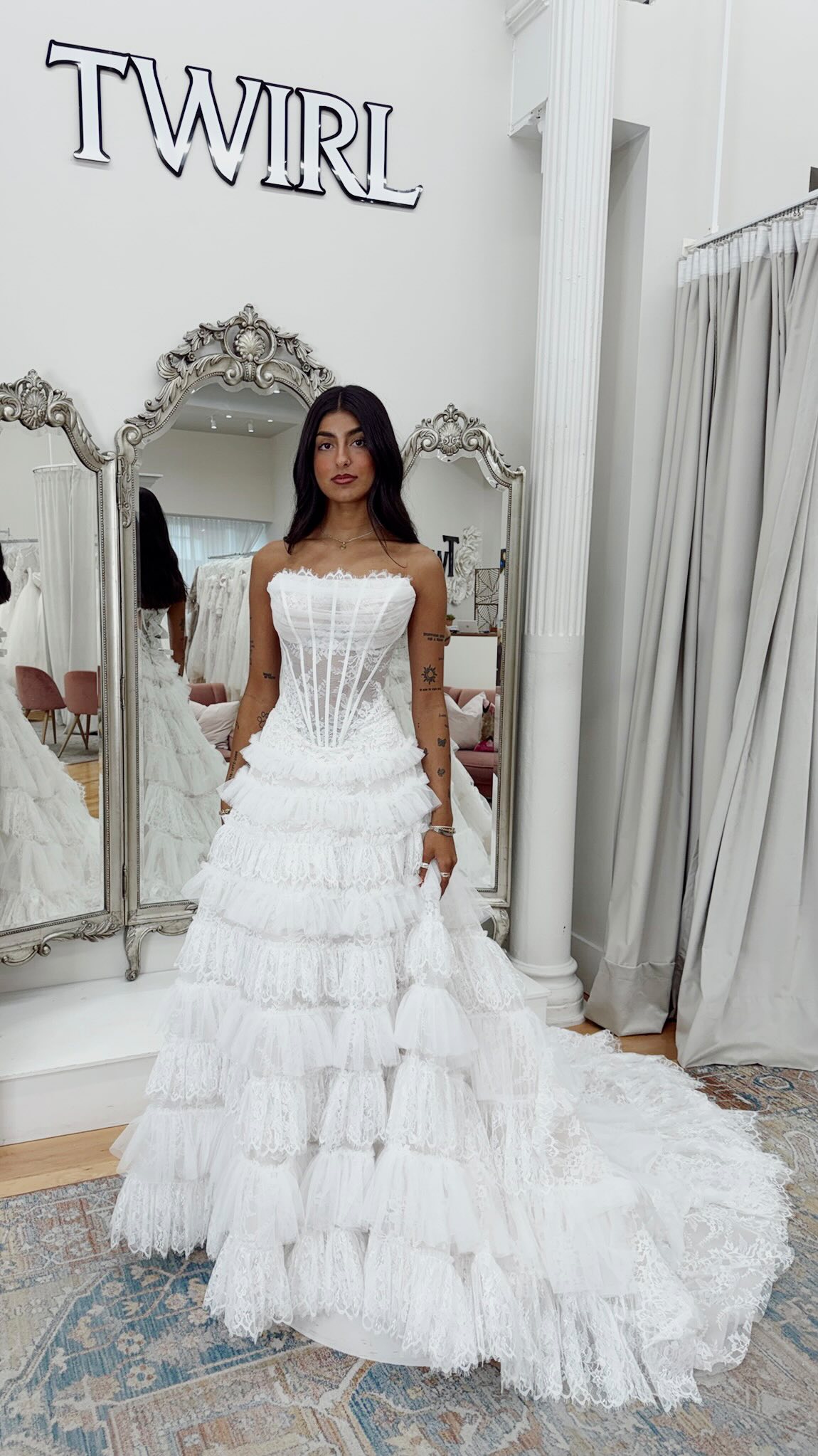 twirl bridesmaid dresses The dress of the season has arrived. 🤌 That drop waist + layered ruffles combination is completely unmatched., We have loved getting to experience special new designs from Lillian West Wedding and the ruffles add