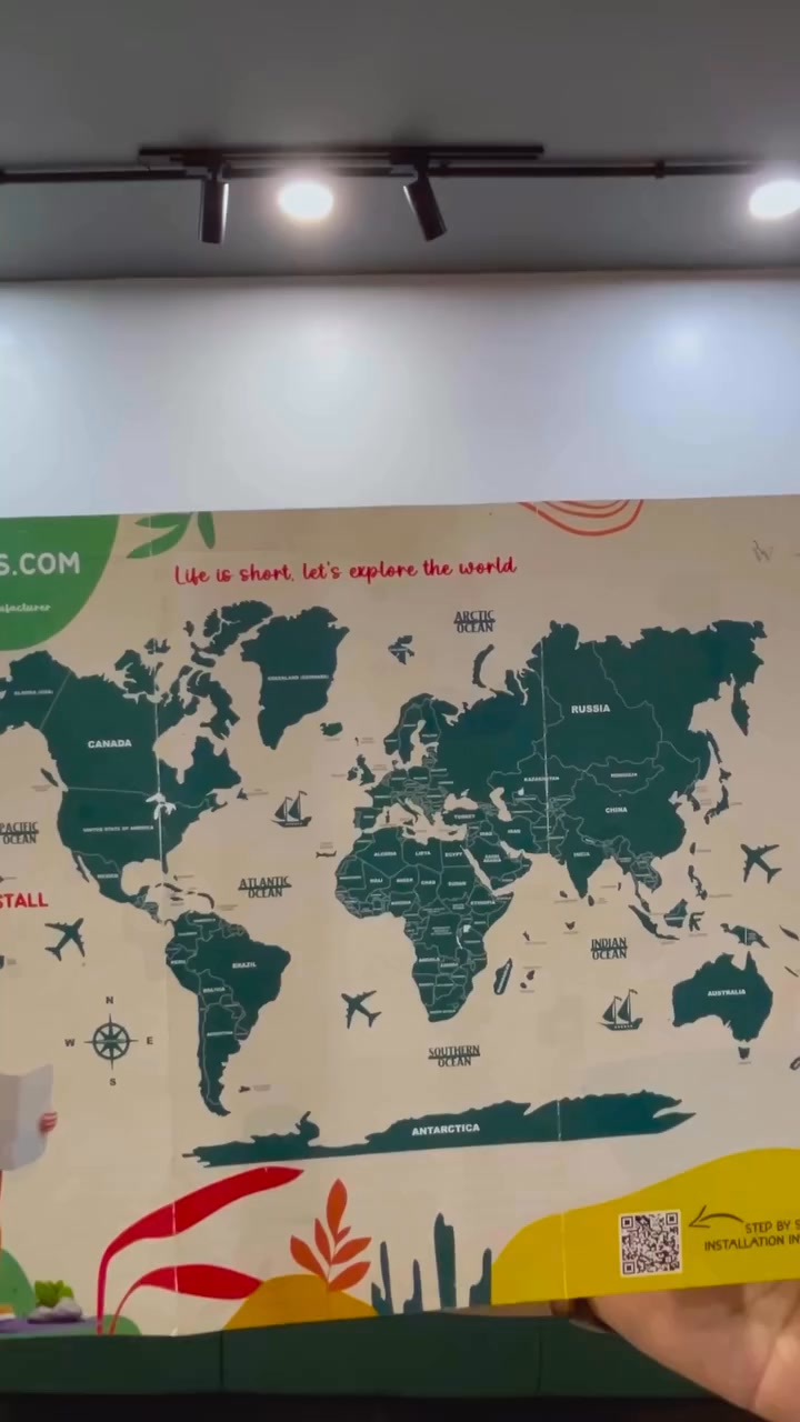 Transform your space in seconds! Watch how our wooden world map ...