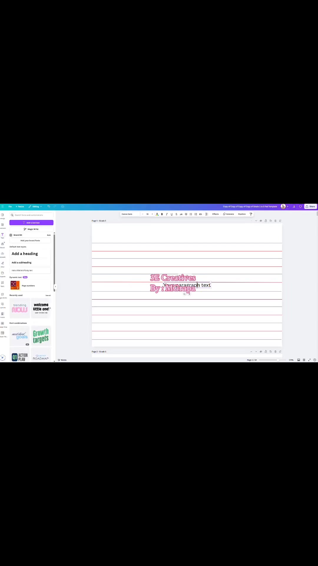 How to create Name Tracing Pad using CANVA? see comment section below ...