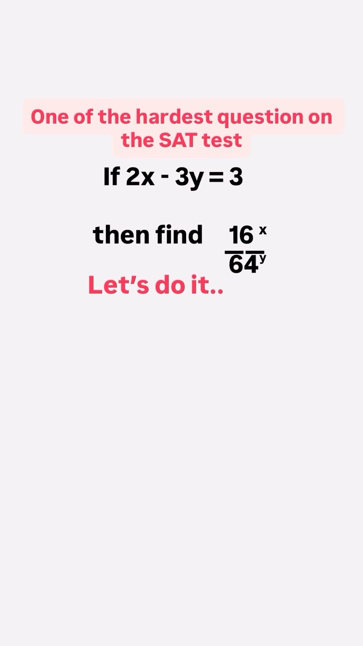 Exponents and Powers SAT problem solved #SAT #Exponents #Math # ...