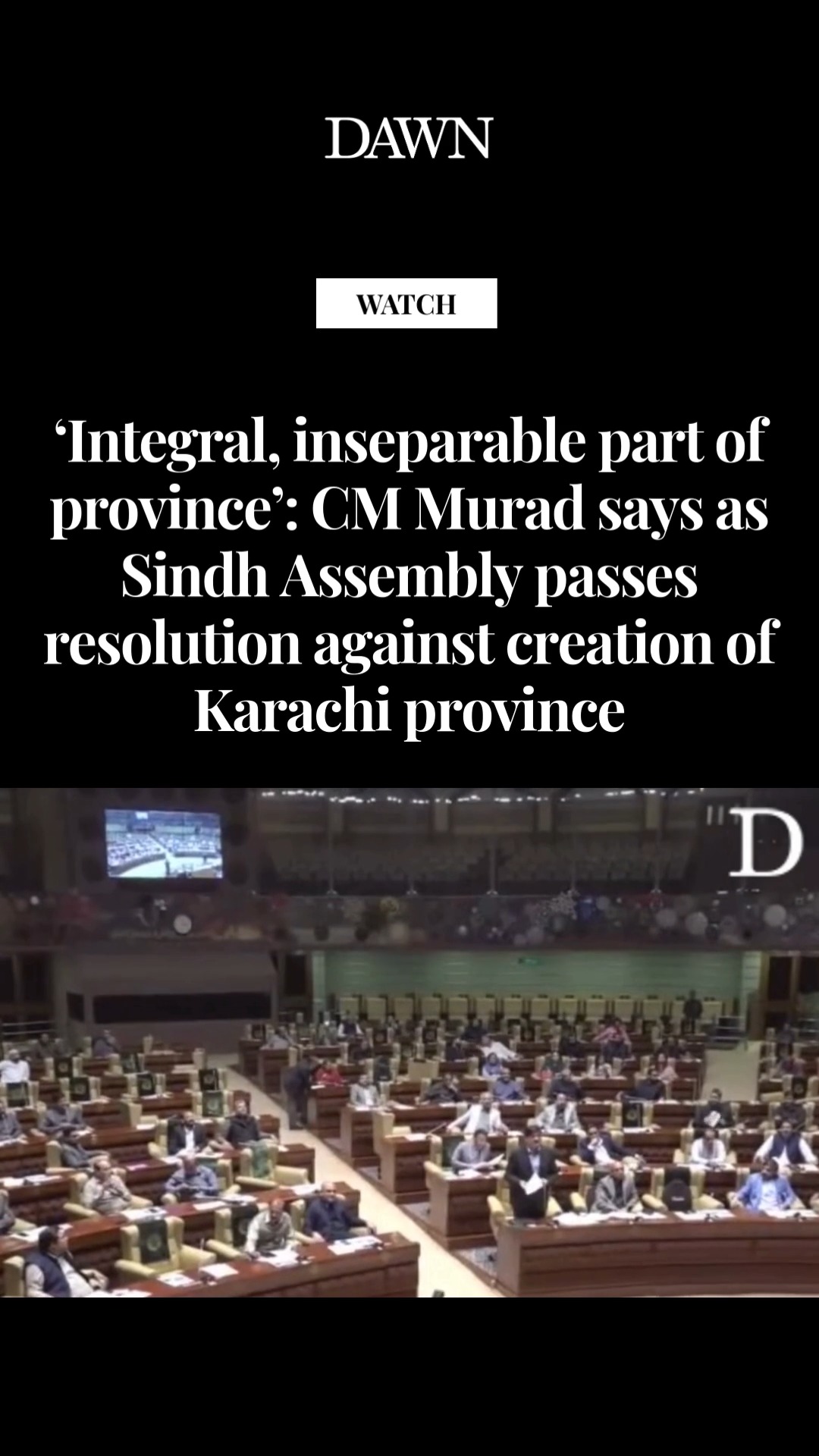 The Sindh Assembly on Saturday passed a resolution declaring Karachi an ...