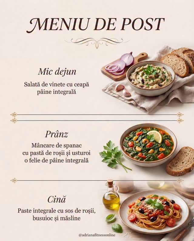 🌿 MENIU DE POST – Ușor de pus în practică O variantă potrivită pentru ...