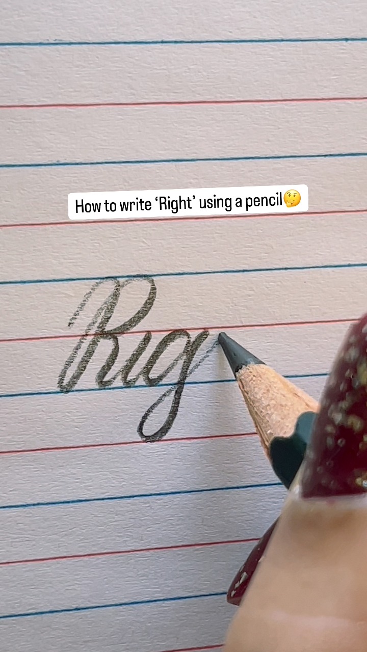 How to write ‘Right’ using a pencil 🤔#calligraphy #lettering #reels # ...