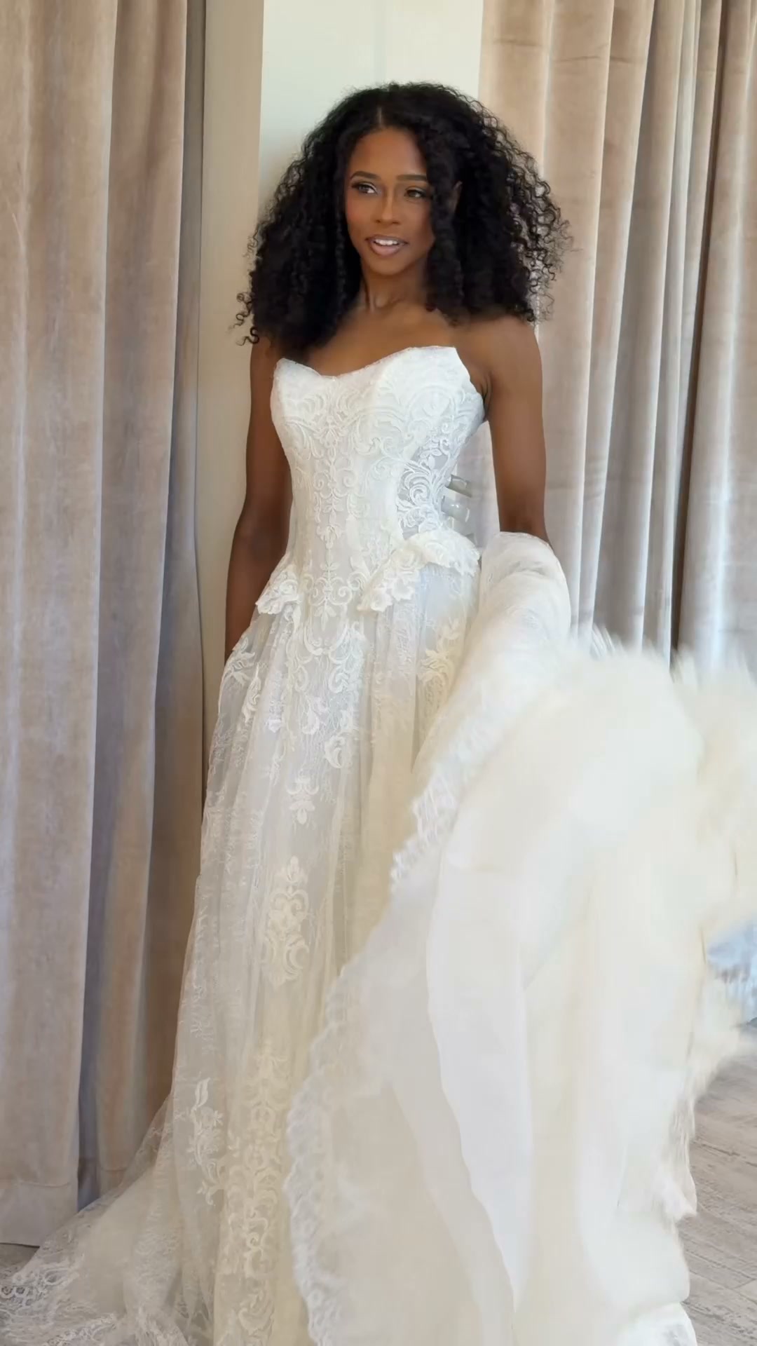 brickhouse bridal bridesmaid dresses Romantic lace with a little something extra. 🤍, An off-the-shoulder neckline, delicate long sleeves, and lace from top to bottom make this gown one you have to see up close., Ready to find your dress? Color:Spot Apricot Existing MD Banned Black & Red