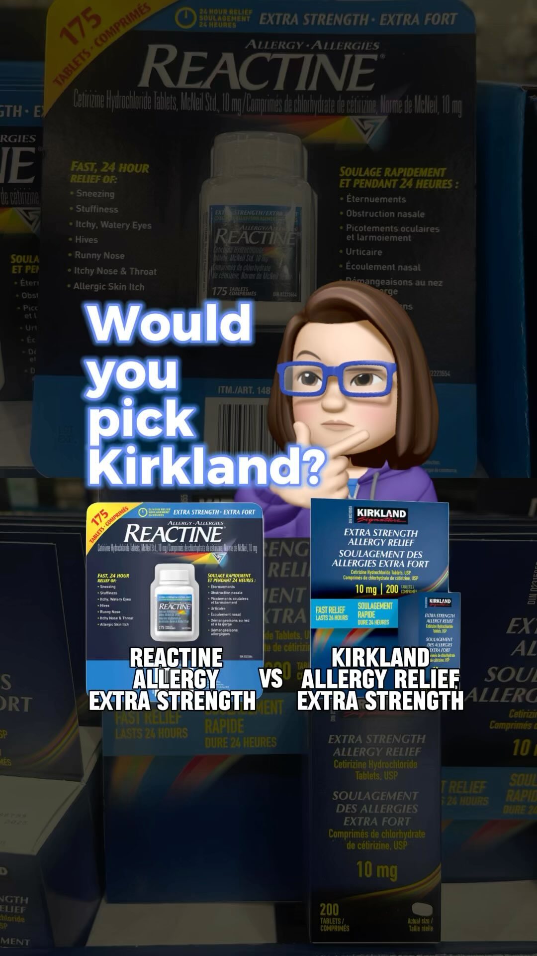 𝙒𝙤𝙪𝙡𝙙 𝙔𝙤𝙪 𝙋𝙞𝙘𝙠 𝙆𝙞𝙧𝙠𝙡𝙖𝙣𝙙? • Reactine Allergy Extra Strength vs KSig ...