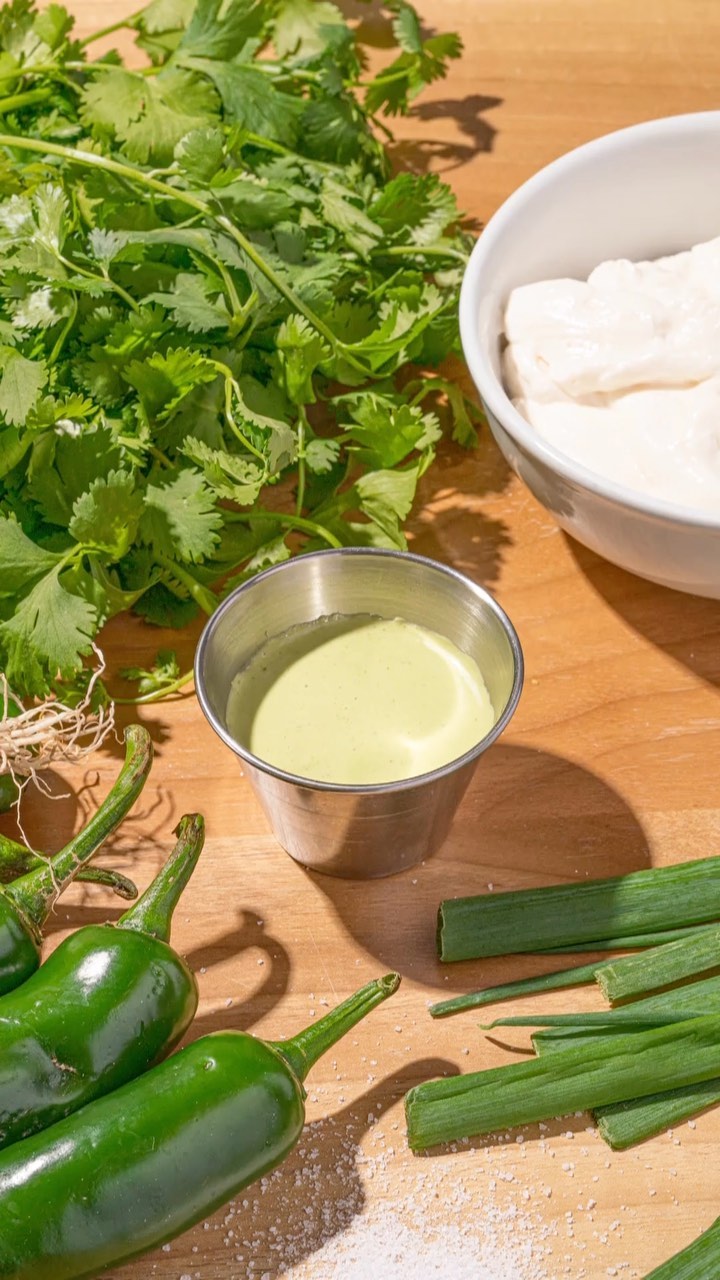 spicy green goddess dressing YES. We make our in house! Salad dressing, dipping sauce, this green gold is delicious on everything! 💚 | Bareburger kraft green goddess dressing