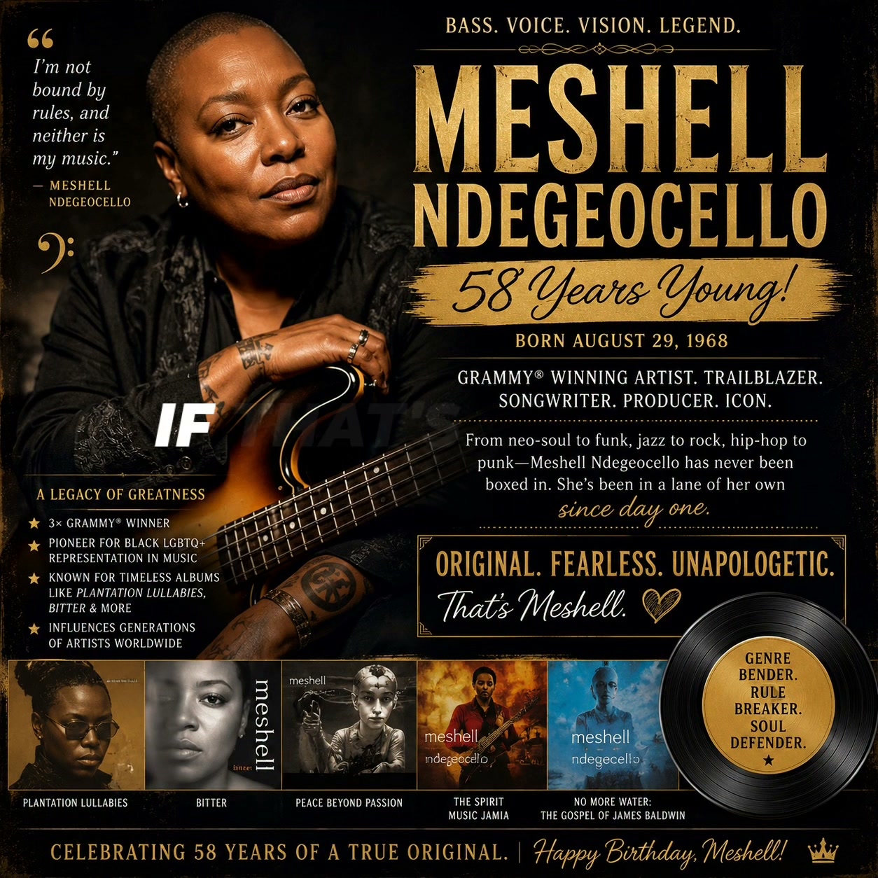 Happy 58th Birthday to Meshell Ndegeocello! 🎂🎸👑 For more than