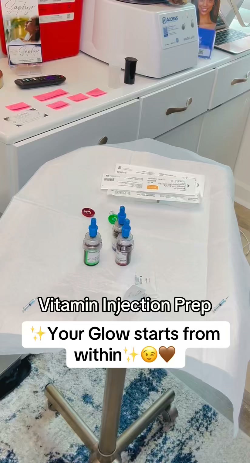 ✨ GLOW FROM WITHIN ✨💉, Today’s vitamin lineup: Biotin + Glutathione + Vitamin B12 💖, 💅 Biotin — supports healthy hair, skin & nails, ✨ Glutathione — antioxidant support + helps protect against 