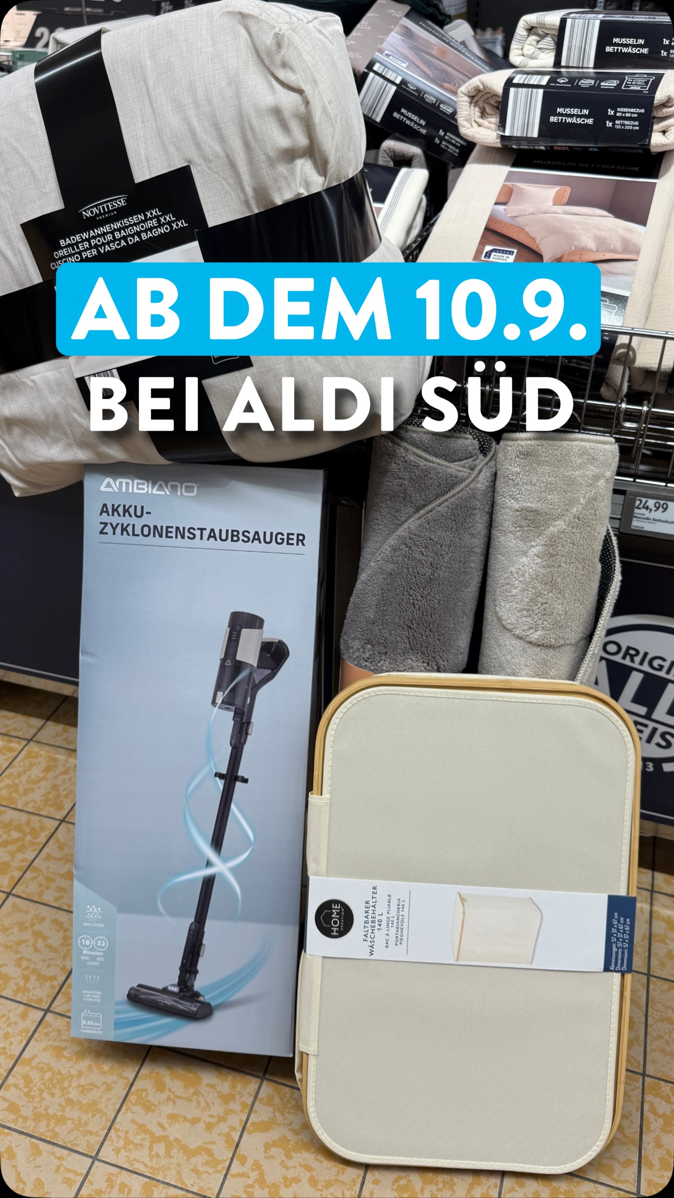 Dein Lieblingsgang hat neue Angebote für dich! 😍 Egal, ob Staubsauger, Wäschekorb oder Badewannen-Kissen – bei uns findest du alles, was du brauchst, zu unserem ALDI-Preis. Besuche morgen die nächste