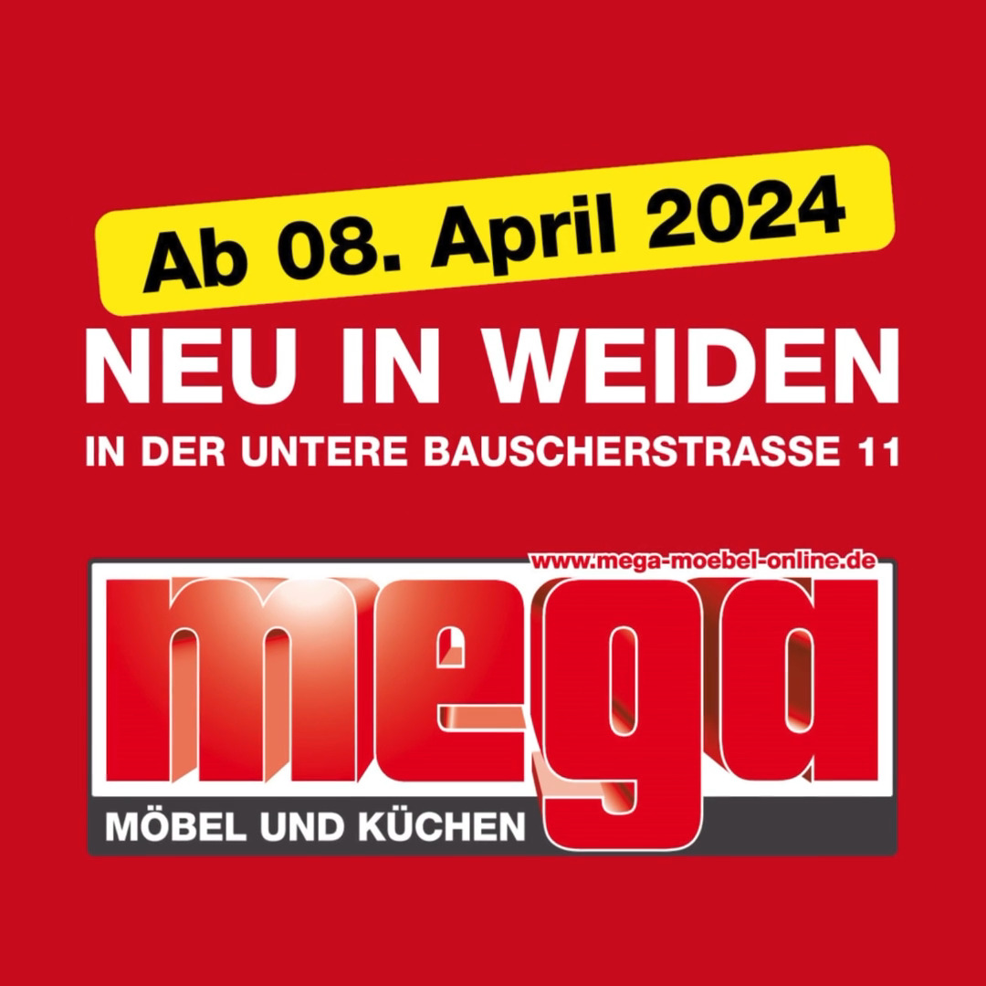 NEUERÖFFNUNG! Am 08.04.24 öffnet mega-möbel pünktlich um 09.30 Uhr das erste Mal an neuer Adresse, Untere Bauscherstraße 11. Der neue trendige Möbelmarkt mit der großen Küchenkompetenz wird in der