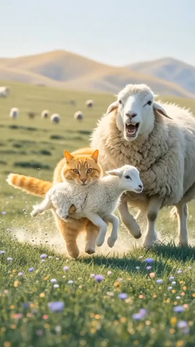 Sheep and. cat Is Here 😯 #cat #sheep #catlover | Orange cats | Facebook