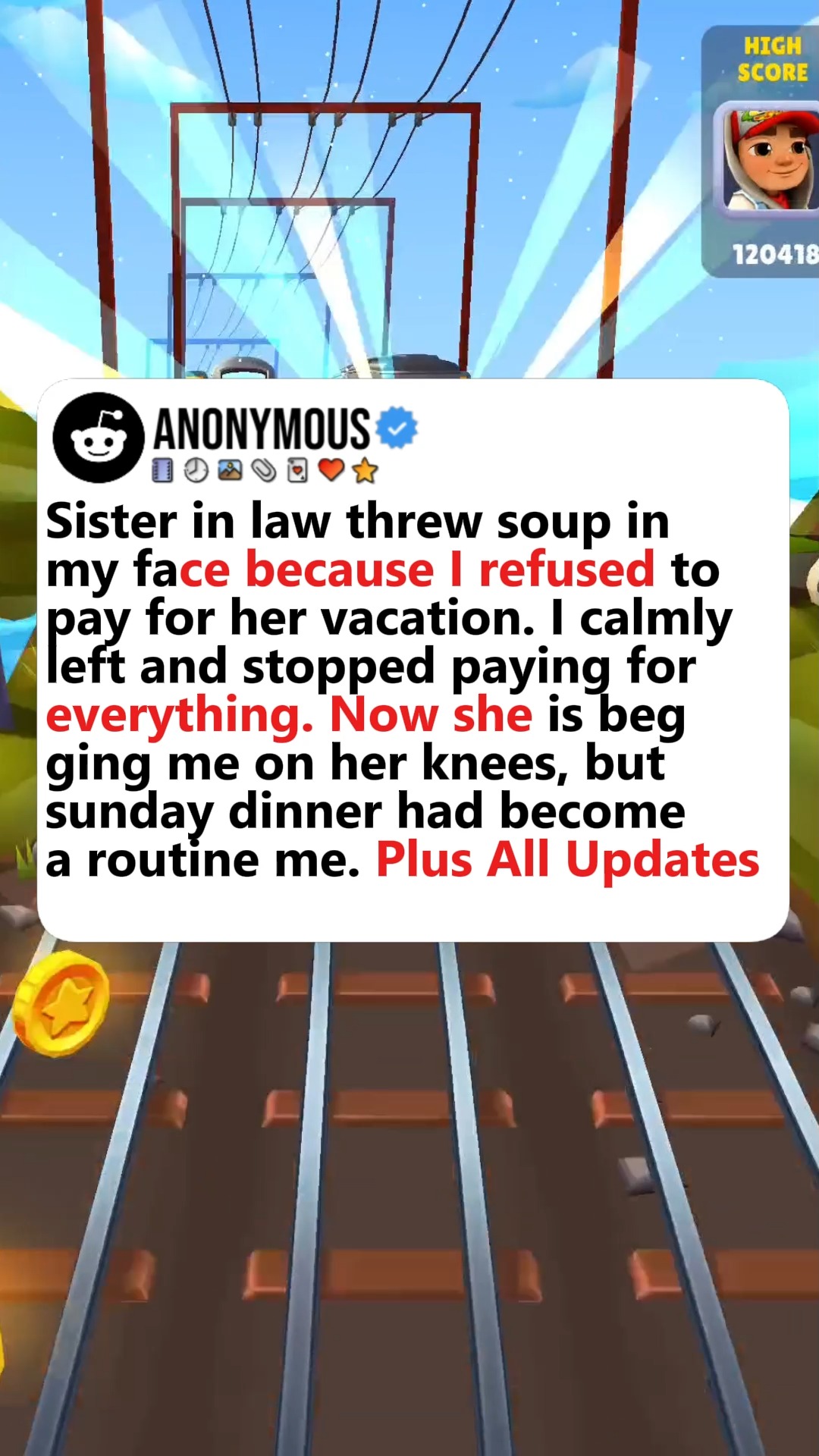 Sister in law threw soup in my face because I refused to pay for