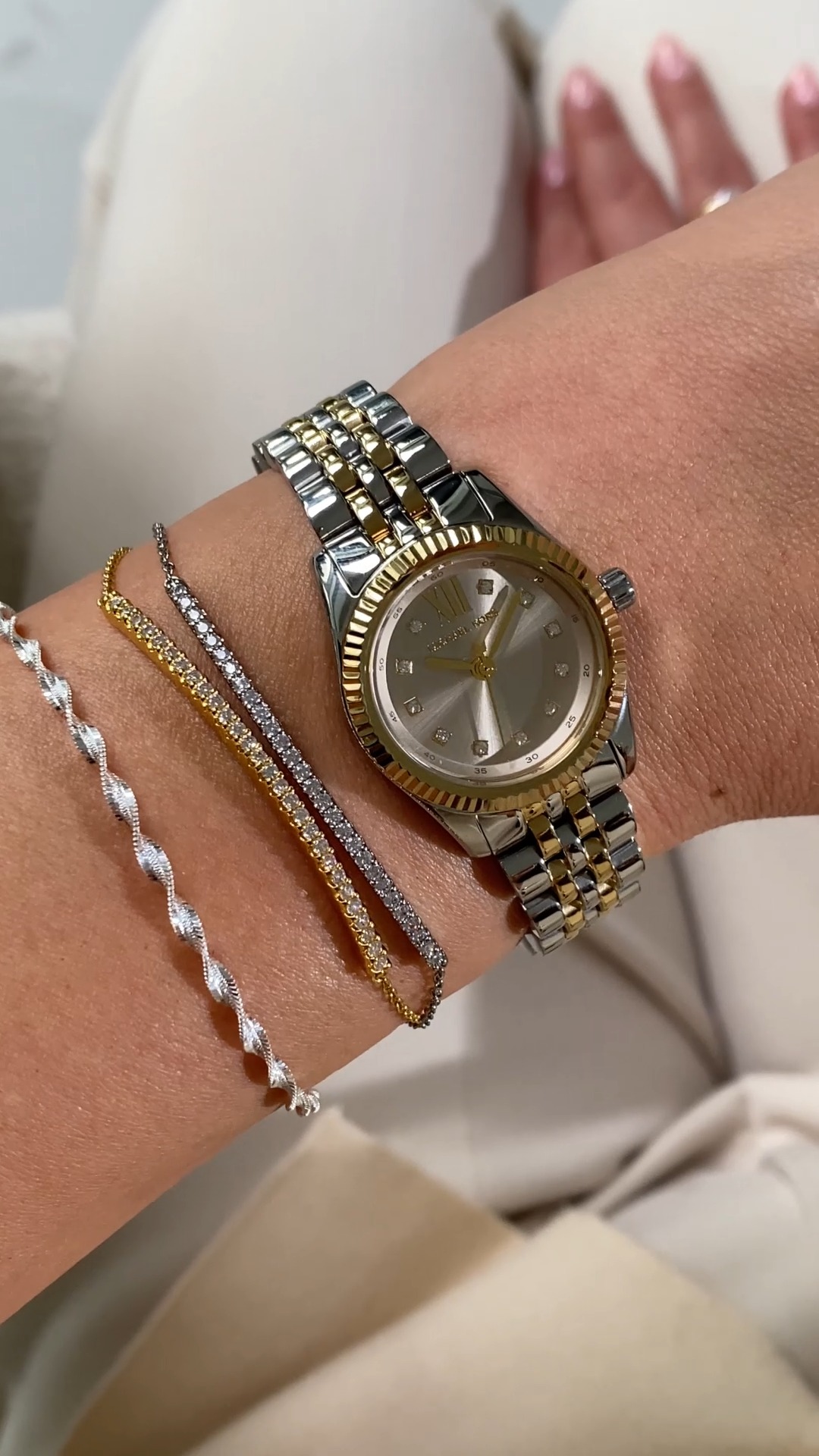 The perfect stack made simple ✨ This two-toned Michael Kors