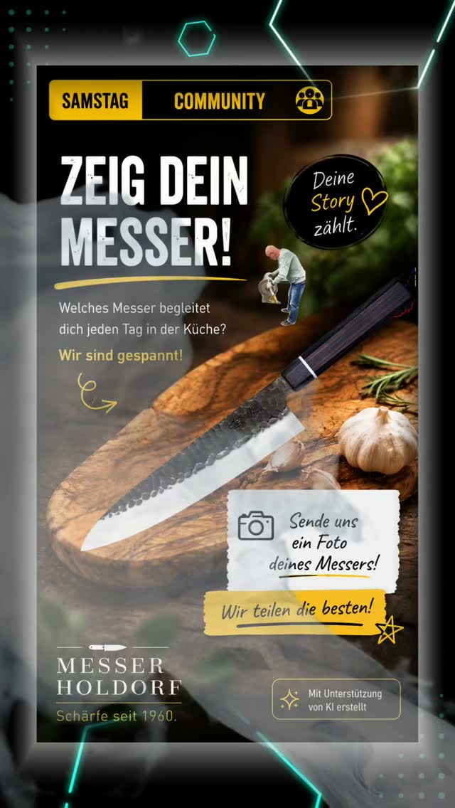 ZEIG UNS DEIN MESSER! 🔪 Du bist heute gefragt!, Heute seid IHR dran! 🔪📸, Samstag ist Community-Tag bei Messer Holdorf – und heute wollen wir wissen:, Welches Messer begleitet dich jeden Tag in der