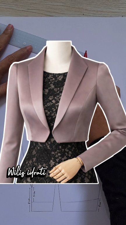 How to Draft a Shawl Collar Cropped Bolero #sew #sewingpattern