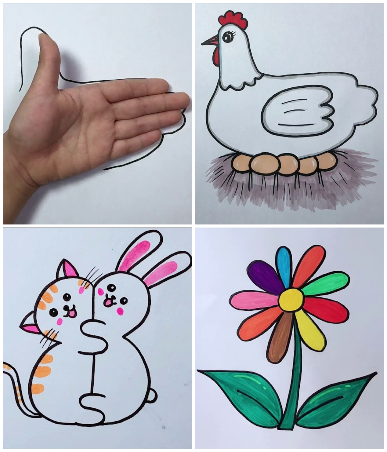 Cool Handprint Drawings for Kids | Simple to Learn Handprint Drawing ...