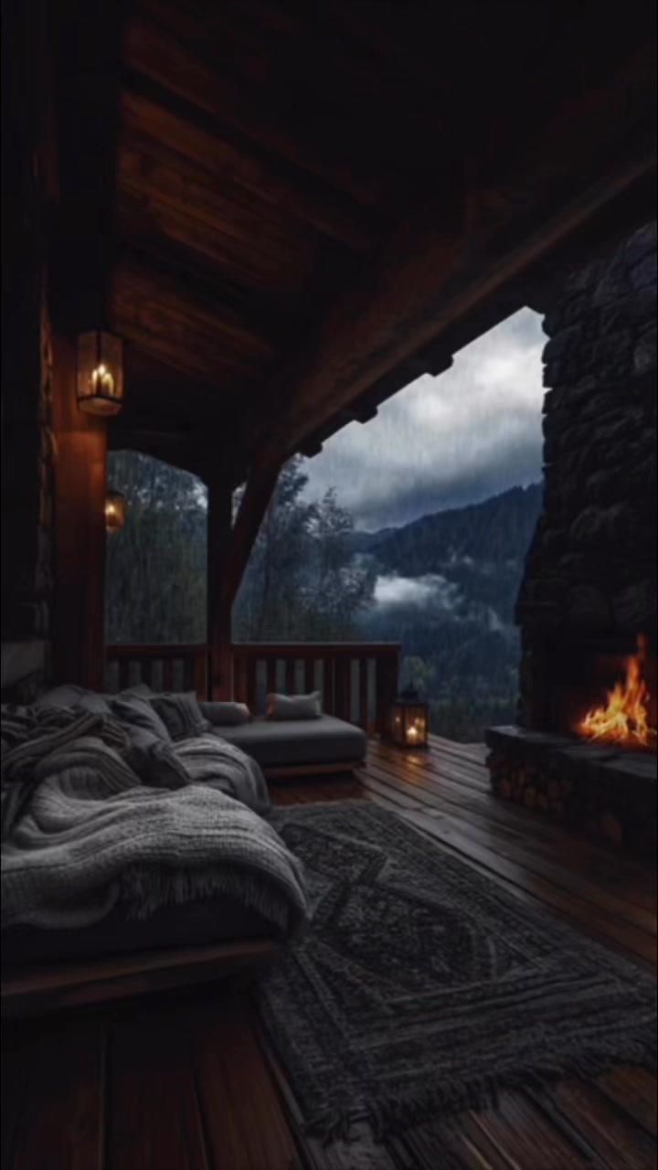 Imagine wandering through the cabin, the scent of rain-soaked wood and ...