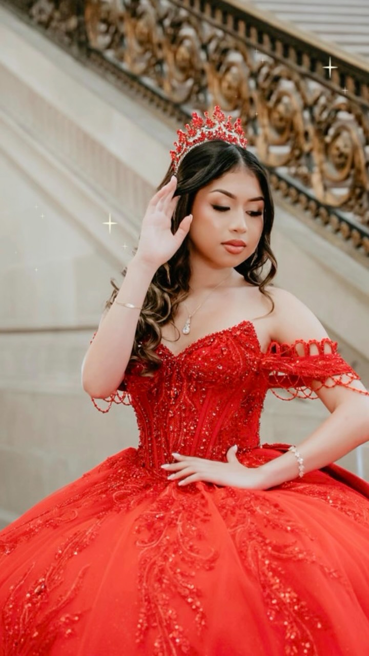 formal dress shops in modesto ca ❤️ MAJESTIC RED ❤️, There’s a moment when you put on the dress…, and you just know., Draped thick, lush satin and adorned with intricate beading, this breathtaking Majestic Red gown was made for a cheap dress stores near me