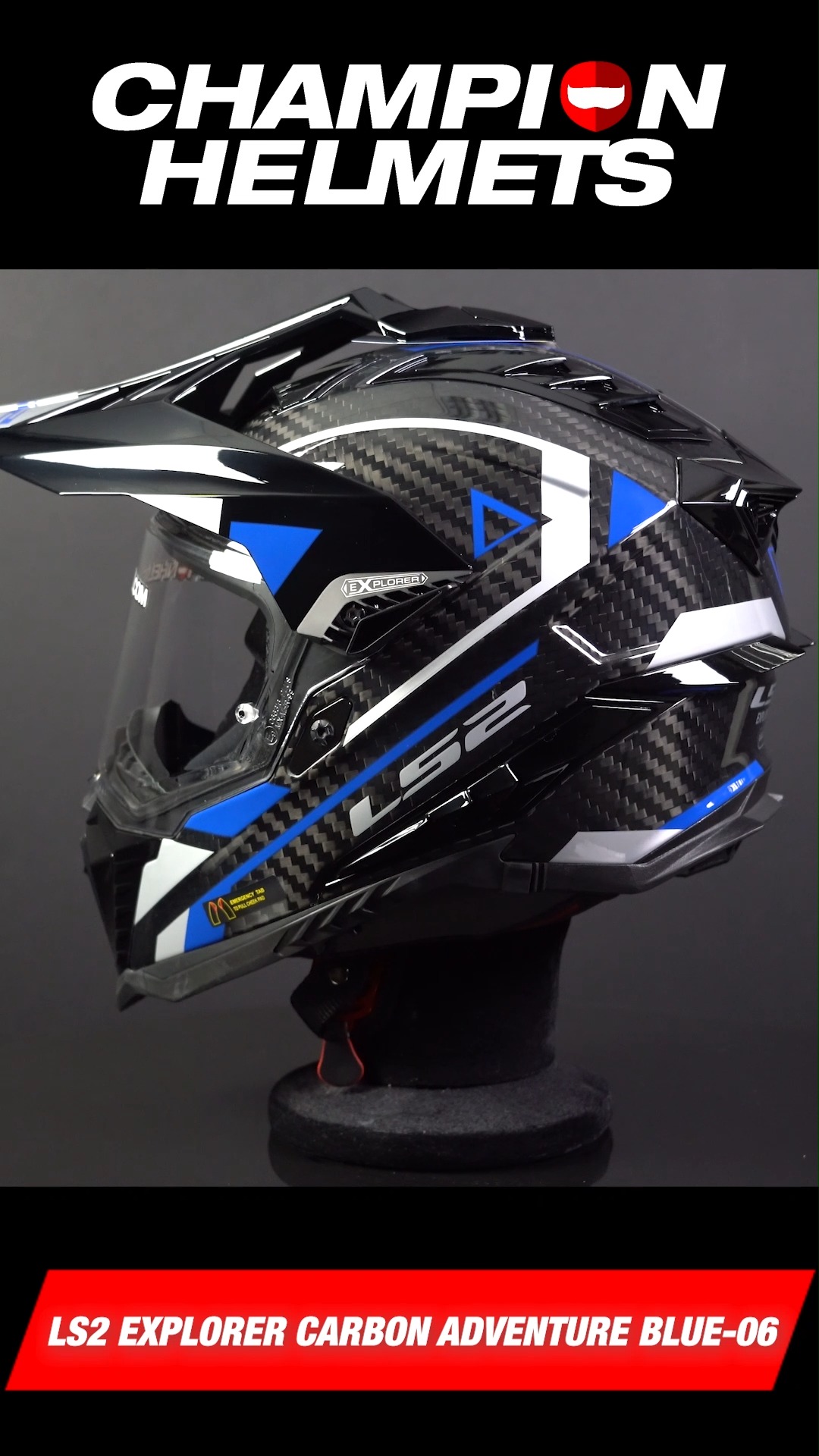 ls2 adventure helmet carbon Helmets Explorer (Focus Blue White Red fog system LS2 MX701 Explorer Carbon Frontier