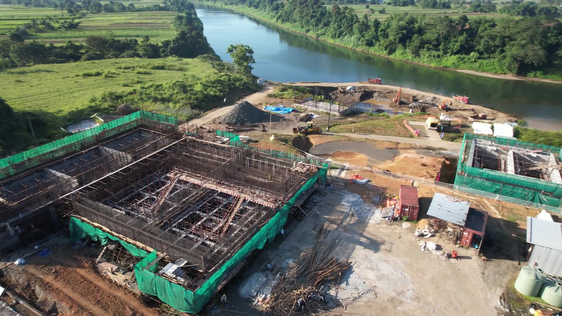 As you can see via aerial view, works on the Rewa River Water Supply ...