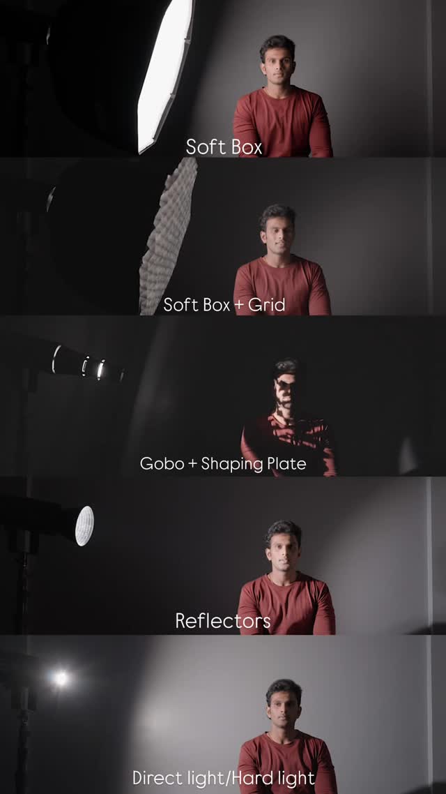 Lighting Modifiers in Action! 💡🎥 1️⃣ Softbox – Soft, diffused light for ...