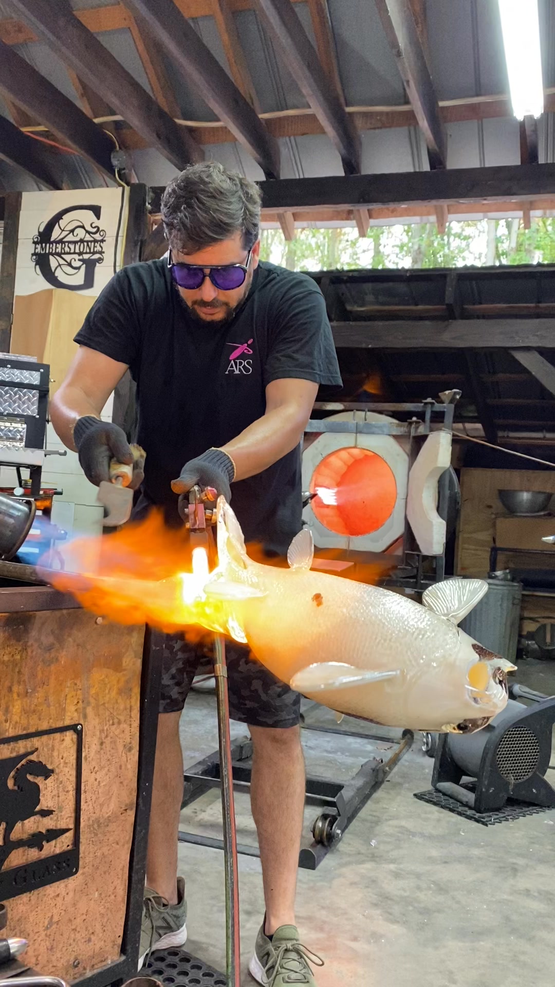 Working on a beautiful white glass koi fish with beautiful red spots! # ...