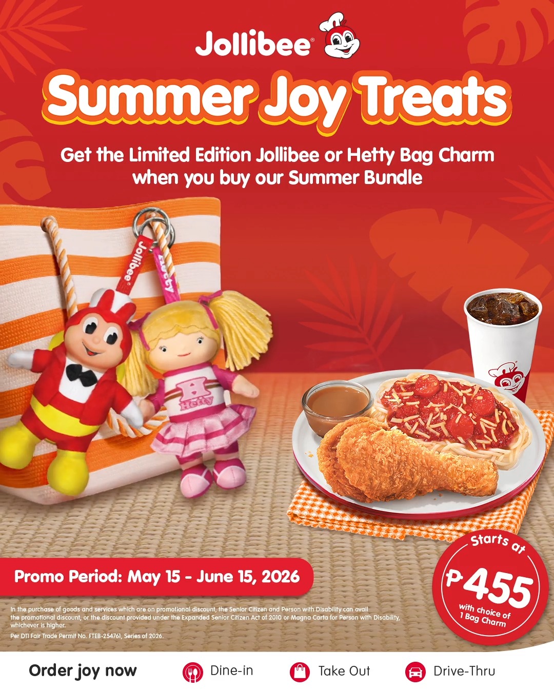 Get the limited edition Jollibee or Hetty Bag Charm when you buy