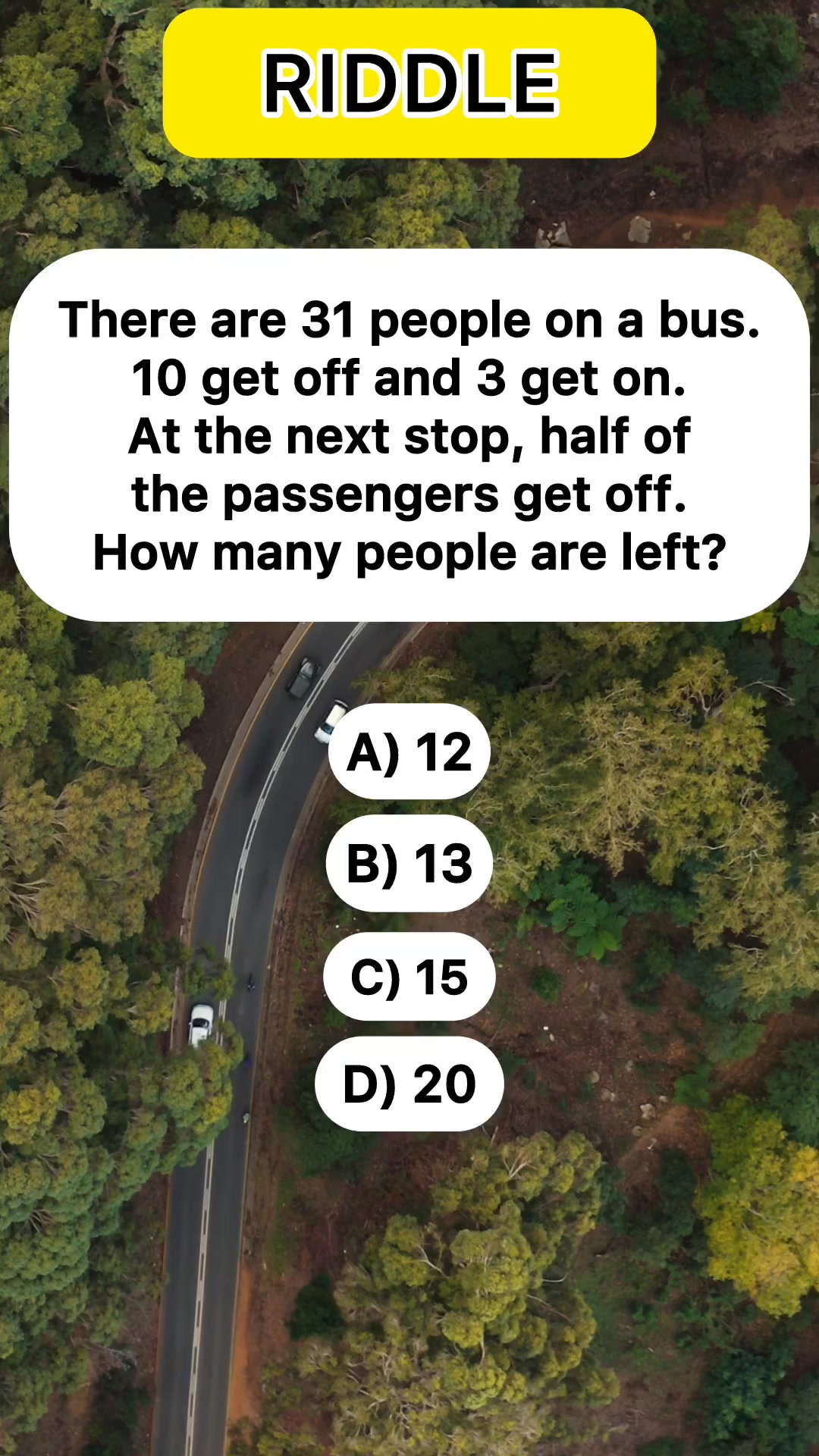 There are 31 people on a bus. 10 get off and 5 get on. At the next stop ...