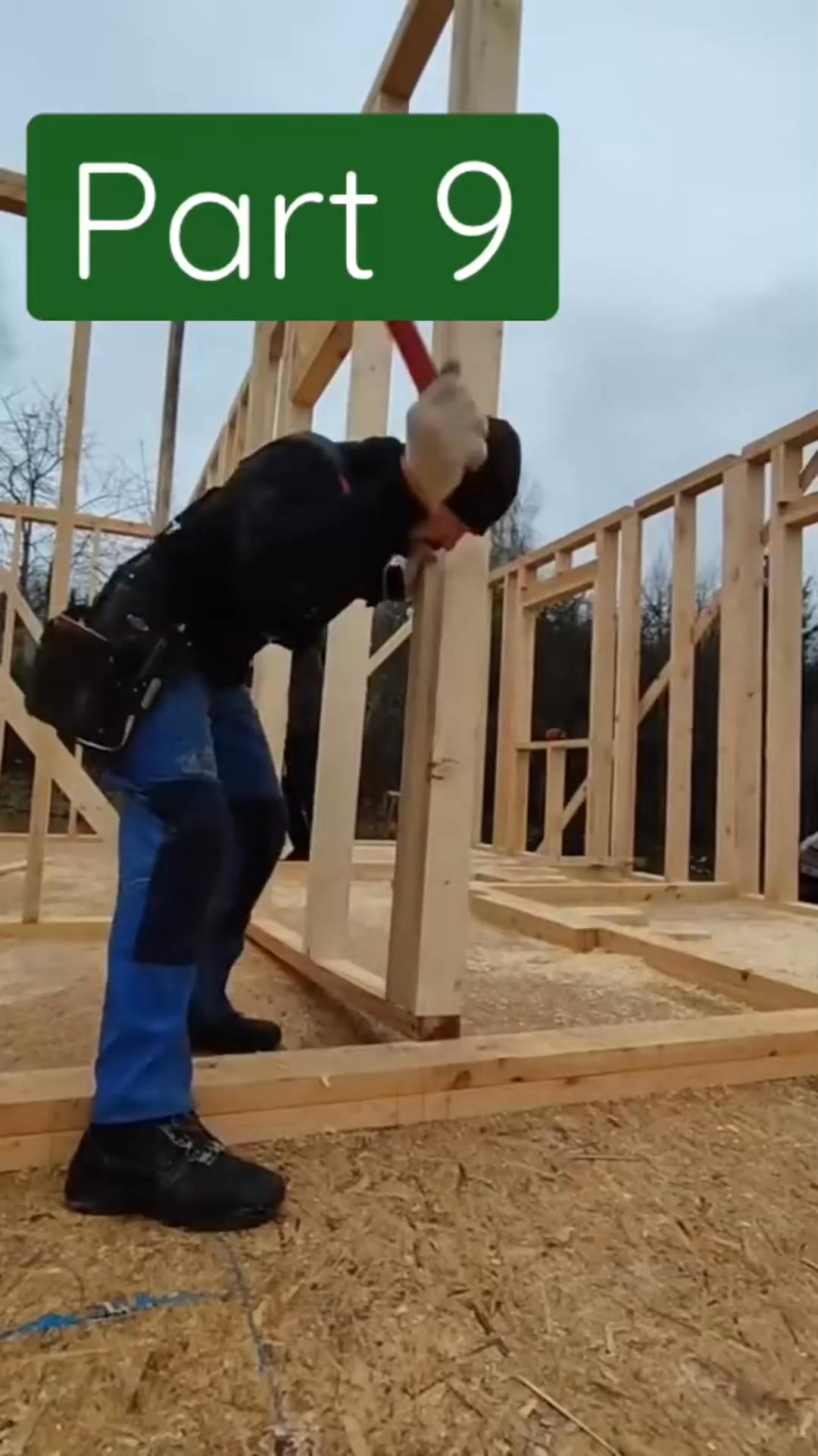 Installation of internal partitions using frame technology. Frame house ...