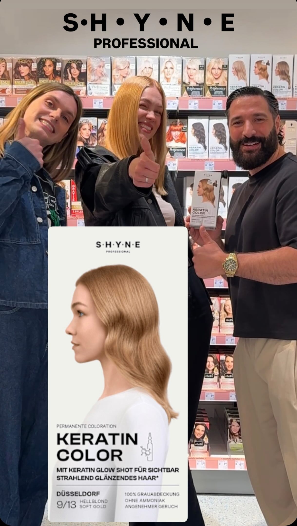 Anzeige @shynenow , Die größte dm-Neuheit im Haarfarben-Regal 🤩, Die neue SHYNE Keratin Color „Düsseldorf“ wurde gemeinsam mit Haarexperte @dominiktjumen entwickelt 🤍 , Ein wunderschönes Hellblond in