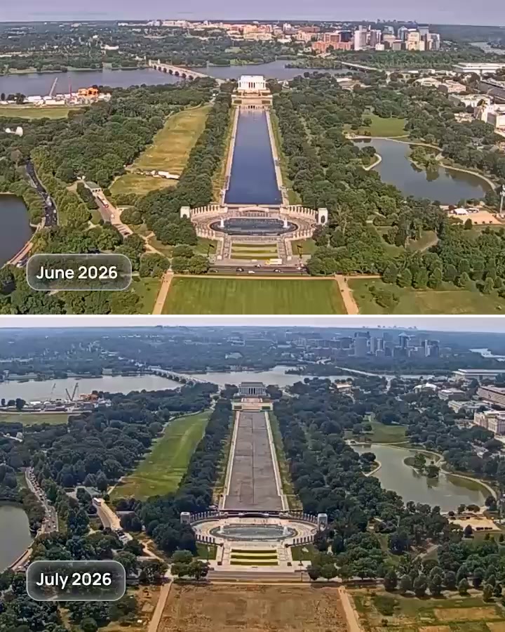 The Lincoln Memorial Reflecting Pool is empty once again. Our