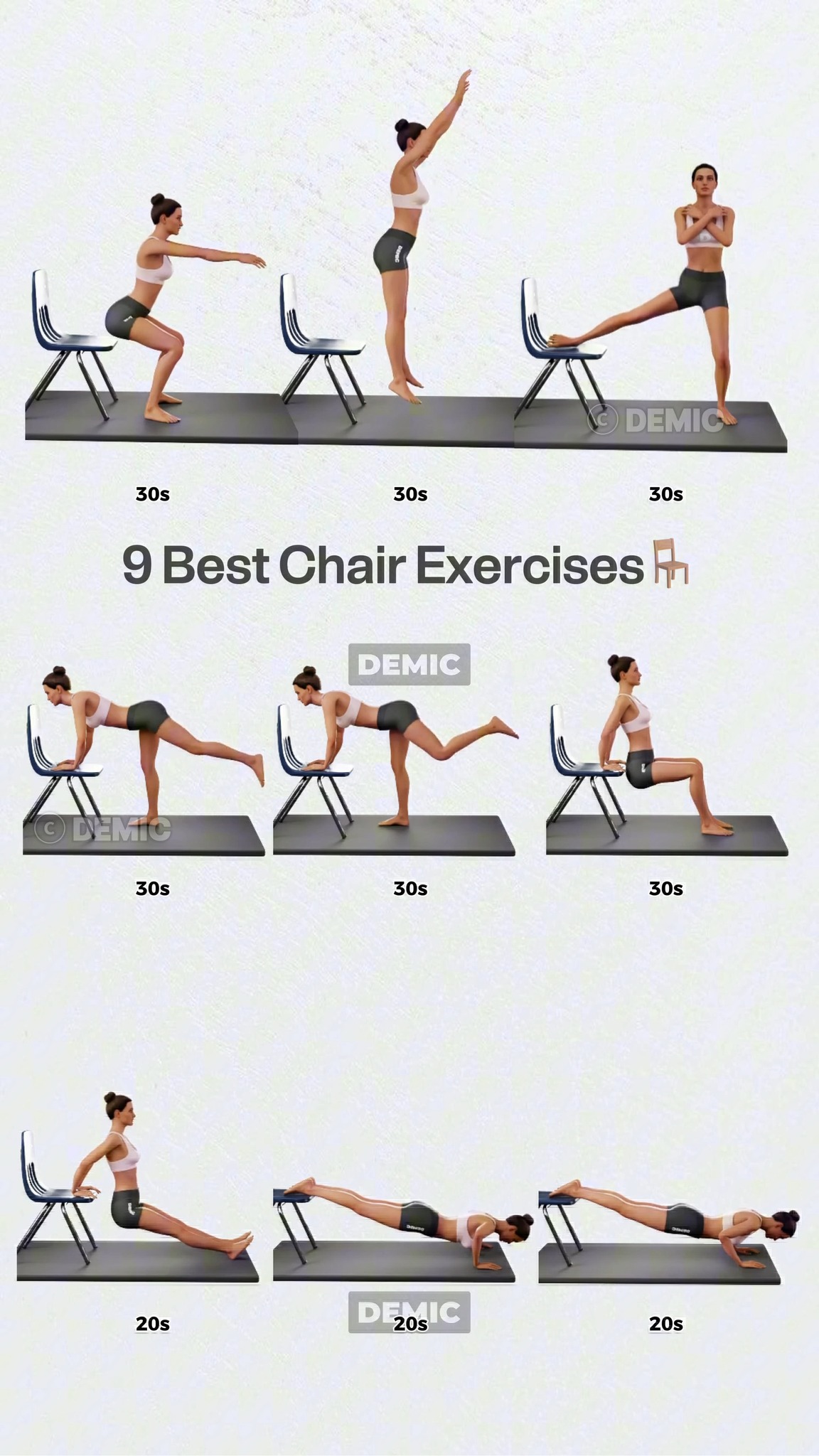 DEMIC - 9 Easy Chair Exercises You Can Do Anywhere 🪑🔥 | Facebook