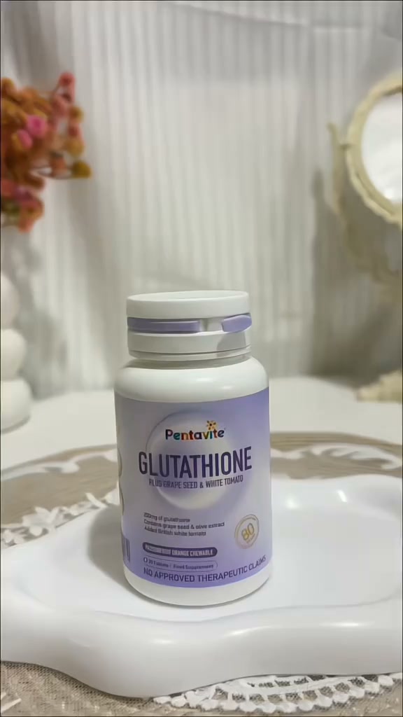 glutathione pentavite chewables 200mg pure L-Gluta each tablet, brightening whitening skin, Check out👇, https://s.shopee.ph/qiTsePnrp | Ar Cy وسادات صفاء البشرة Fragrance:Vanilla Histone epigenetic marks. Histone