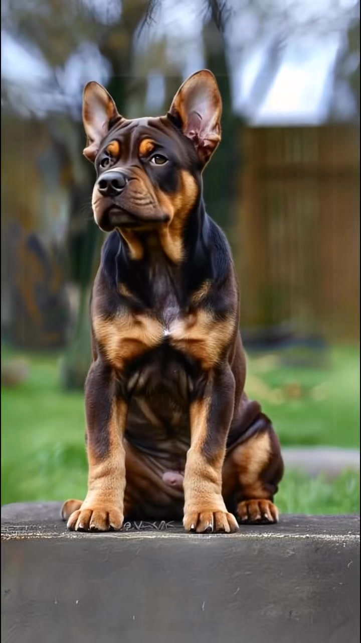 French bulldog x Doberman - new dog breed? This is a concept made