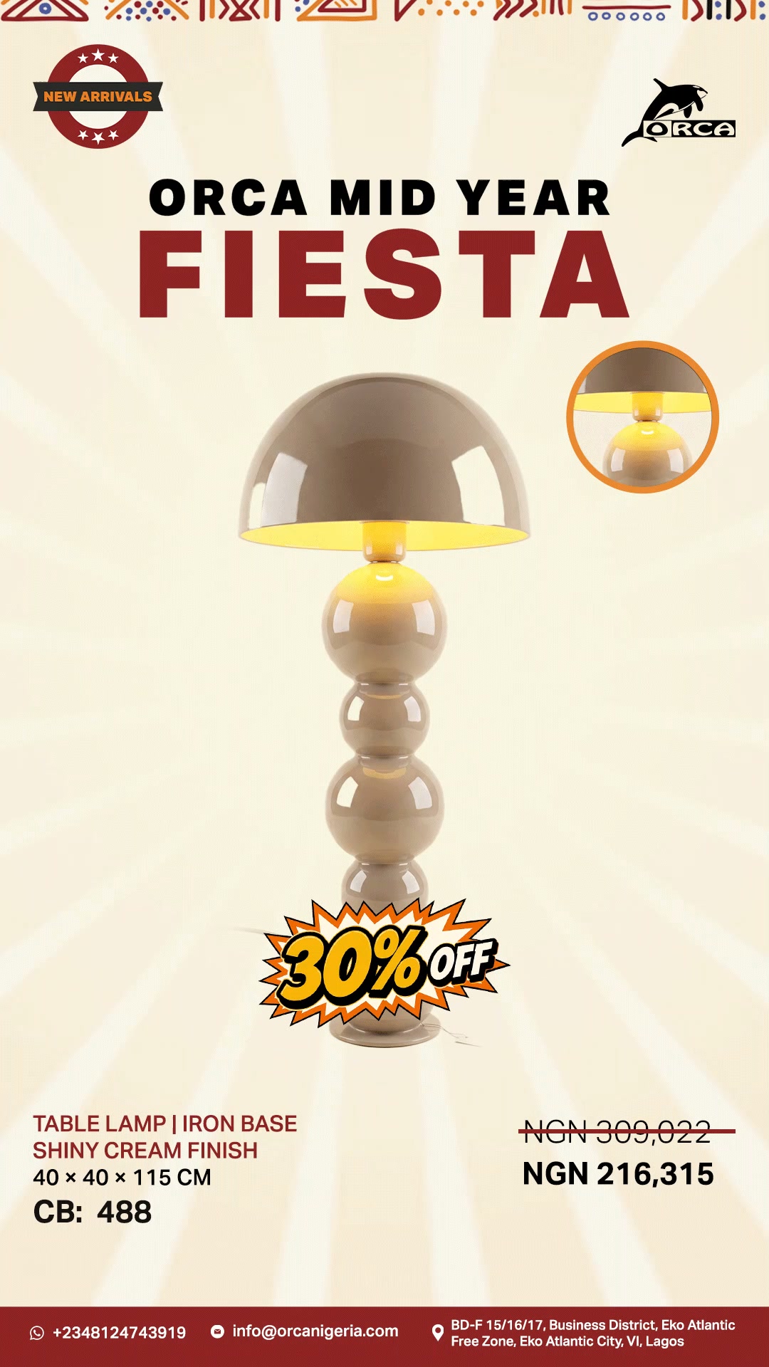 Brighten your home with our elegant table lamps. During the Orca