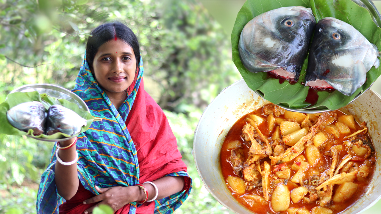 মাছের মাথা দিয়ে আলু কাটা রান্না || Fish Head Recipe || | Treesun Cook ...